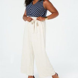 ❌Monteau Women's Striped Top&paperbag pant jump